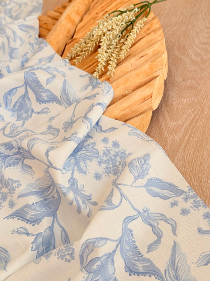 Printed Linen Slub Porcelain Garden