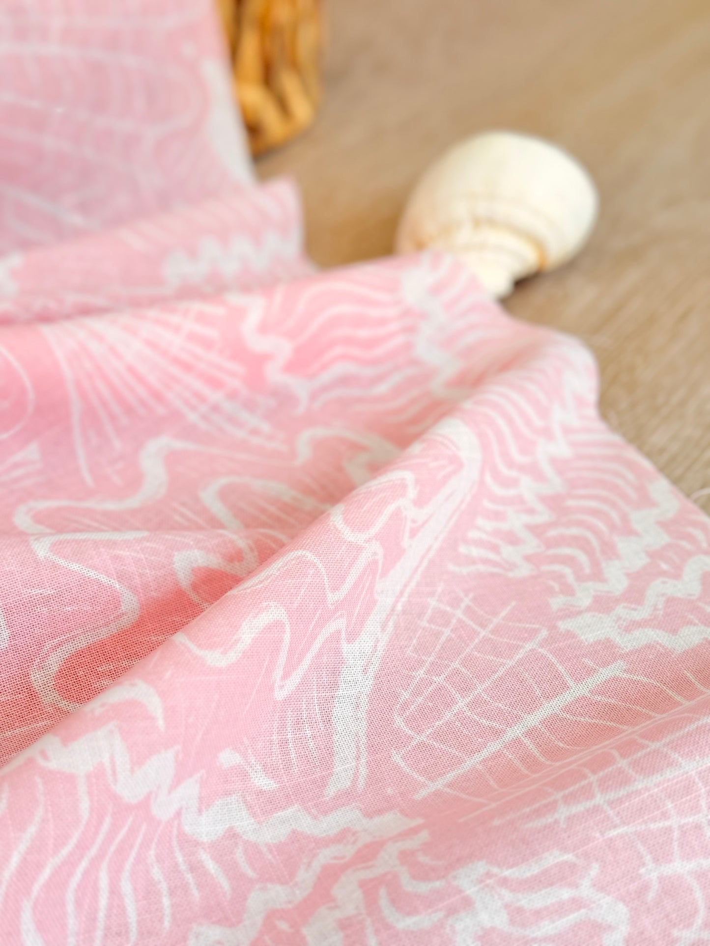 Printed Linen Coral Flow