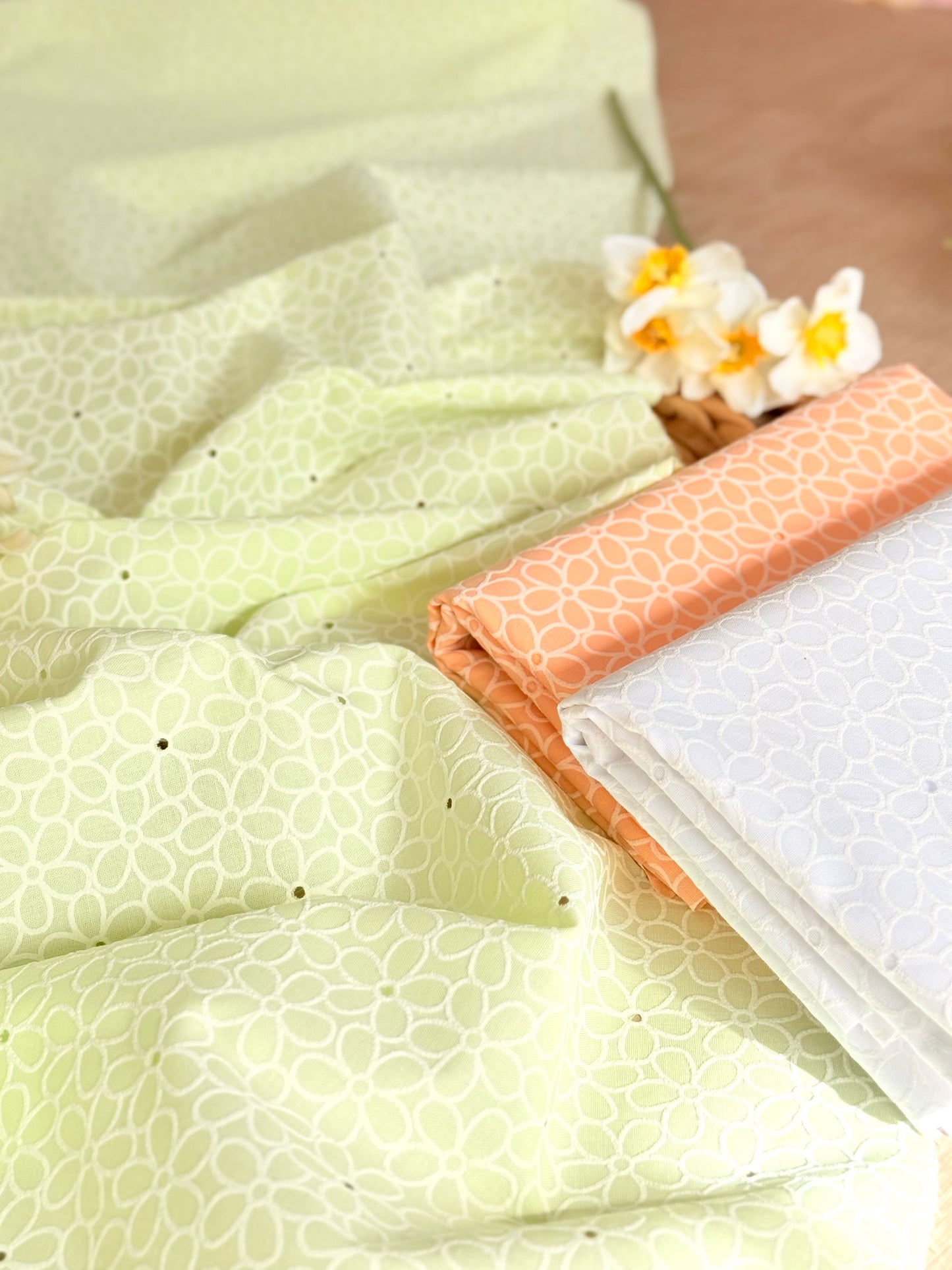 Printed Holl Out Cotton Spring Petals