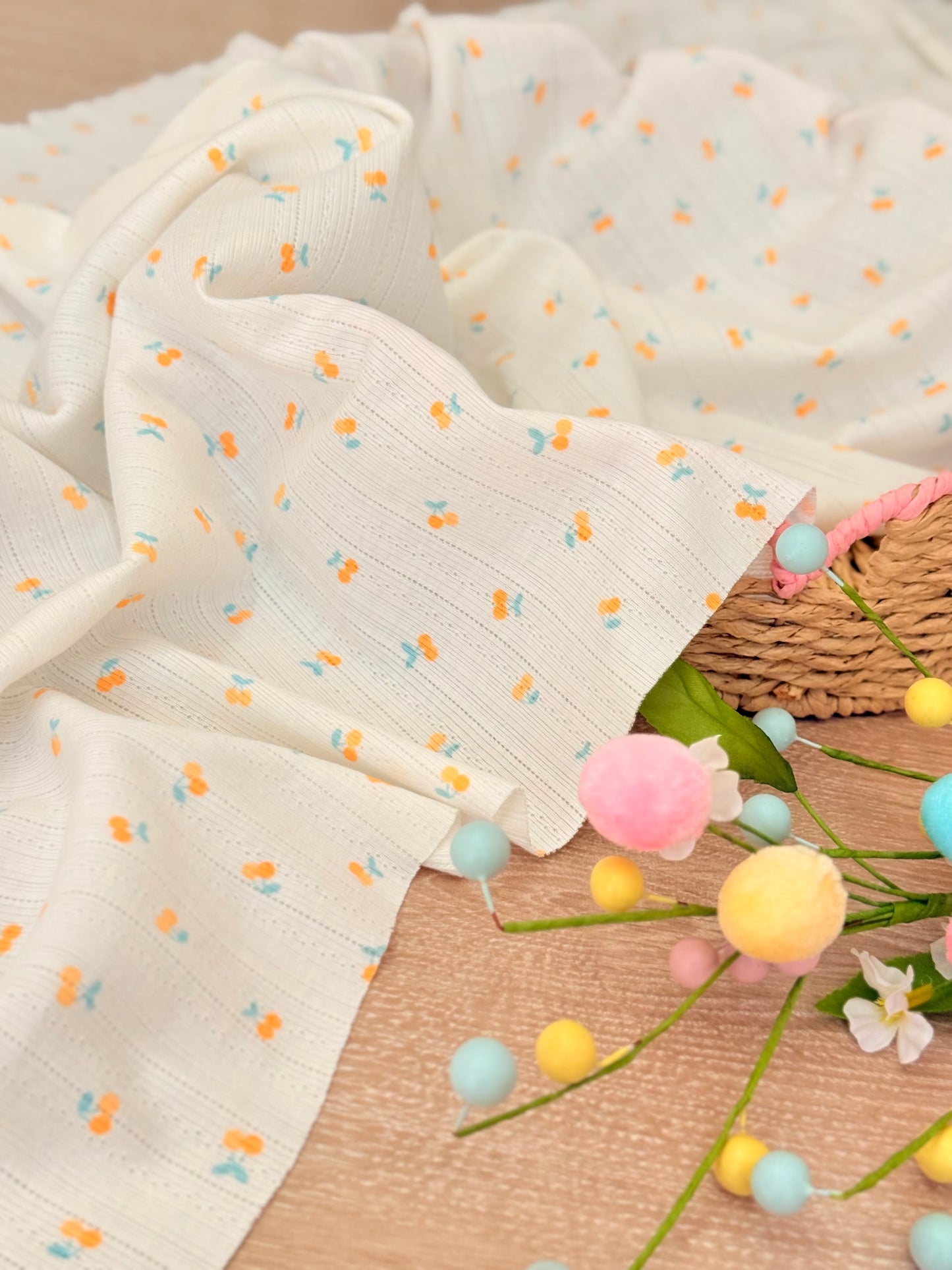 Printed Cotton Jersey Sweet Cherries