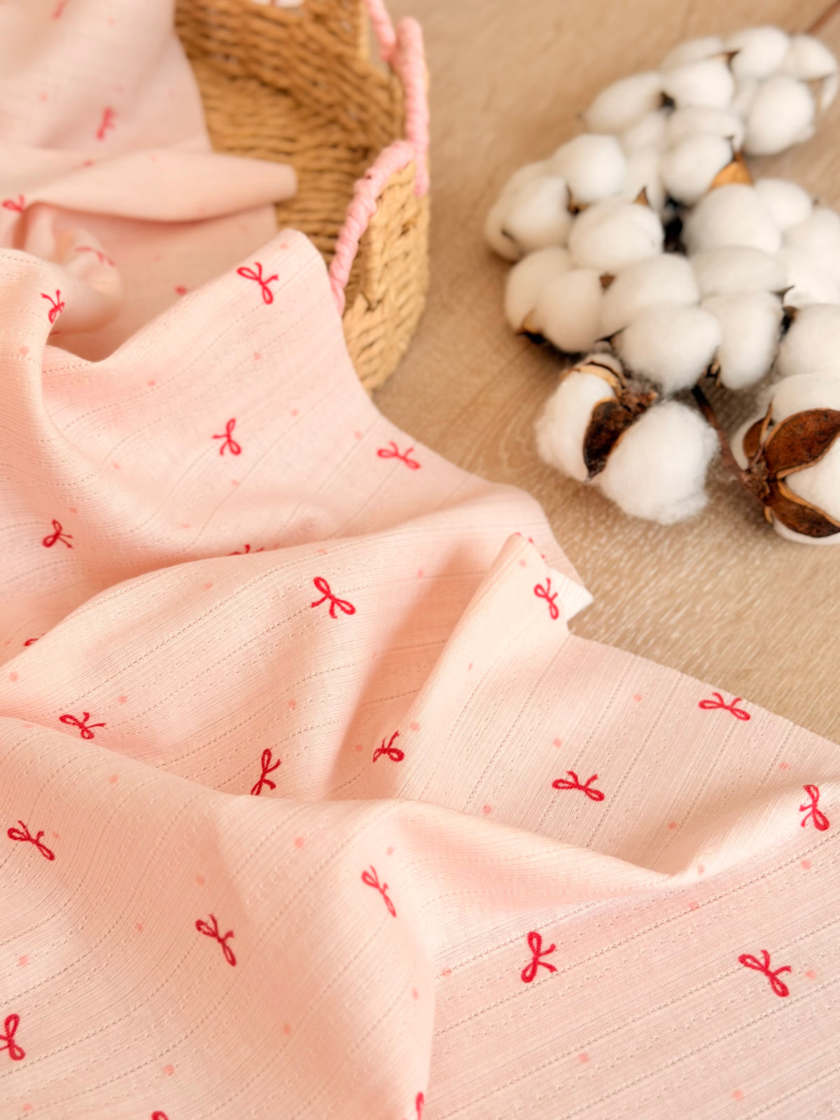 Printed Cotton Jersey Cherry Bows