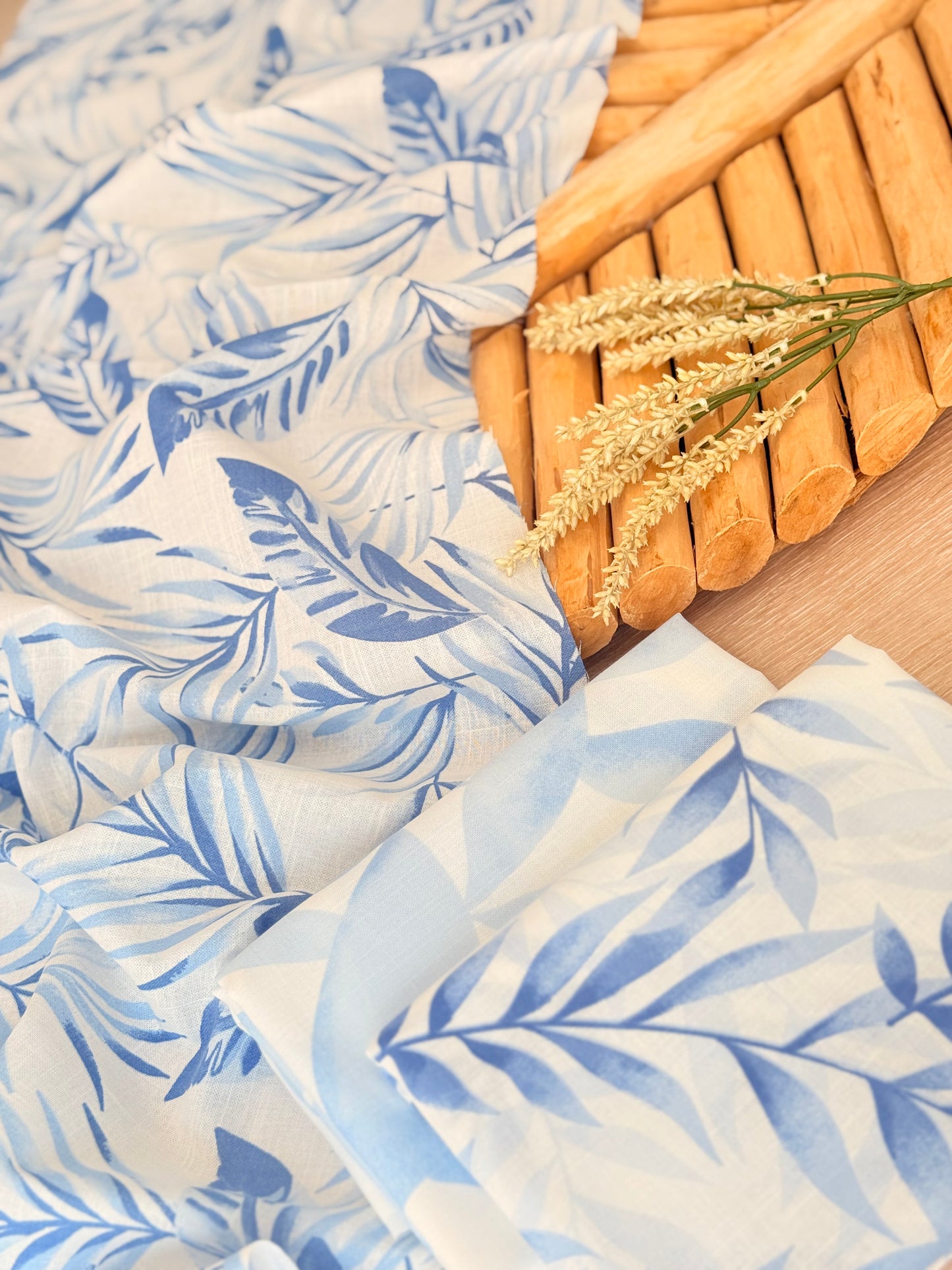 Printed Linen Blue Breeze