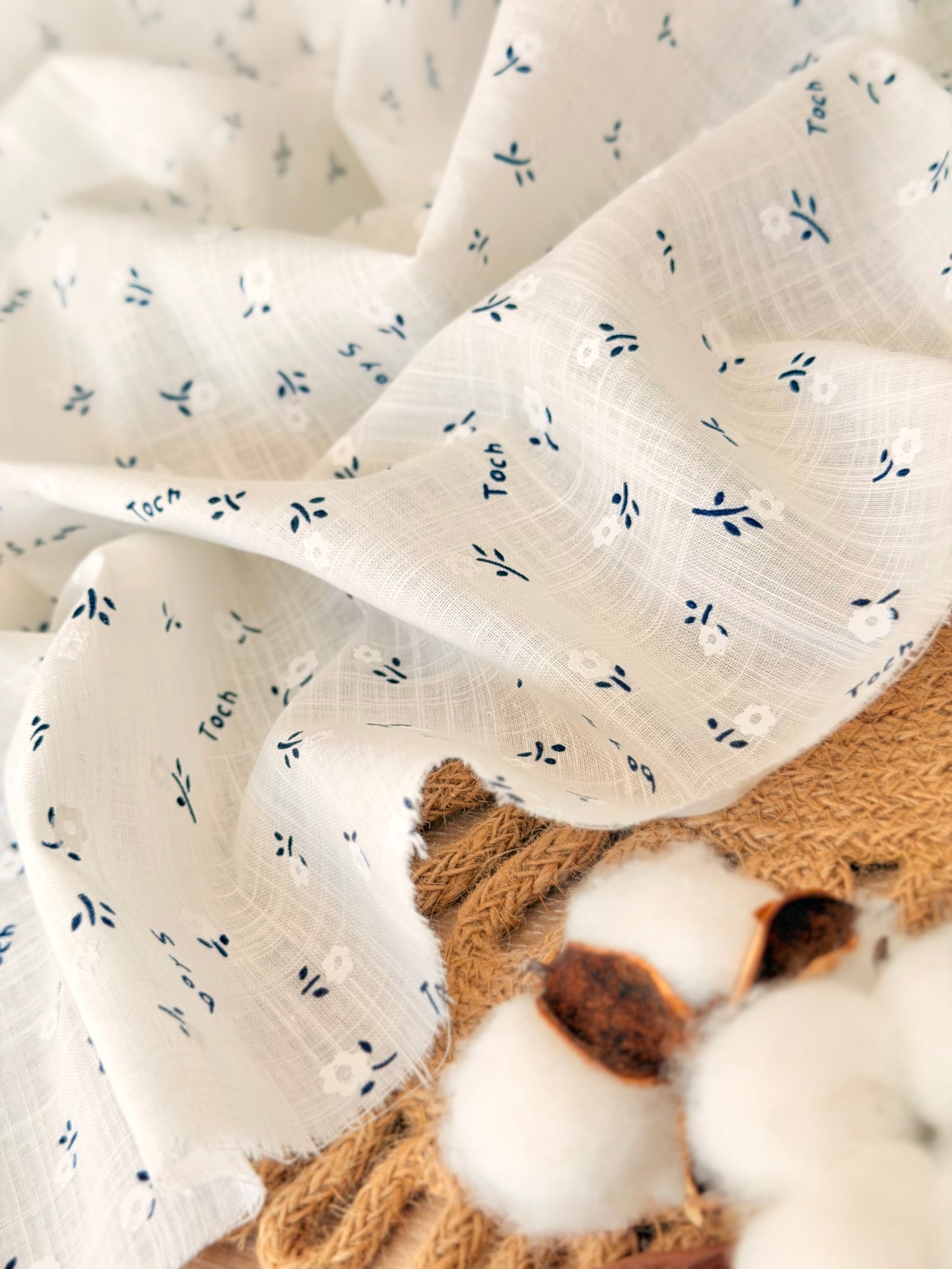 Puff Printed Cotton Tiny Blue Blooms