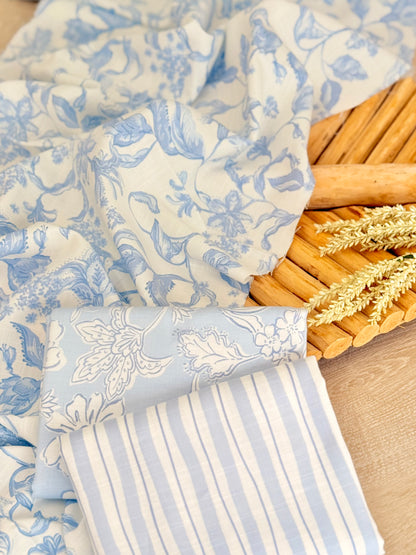 Printed Linen Slub Porcelain Garden