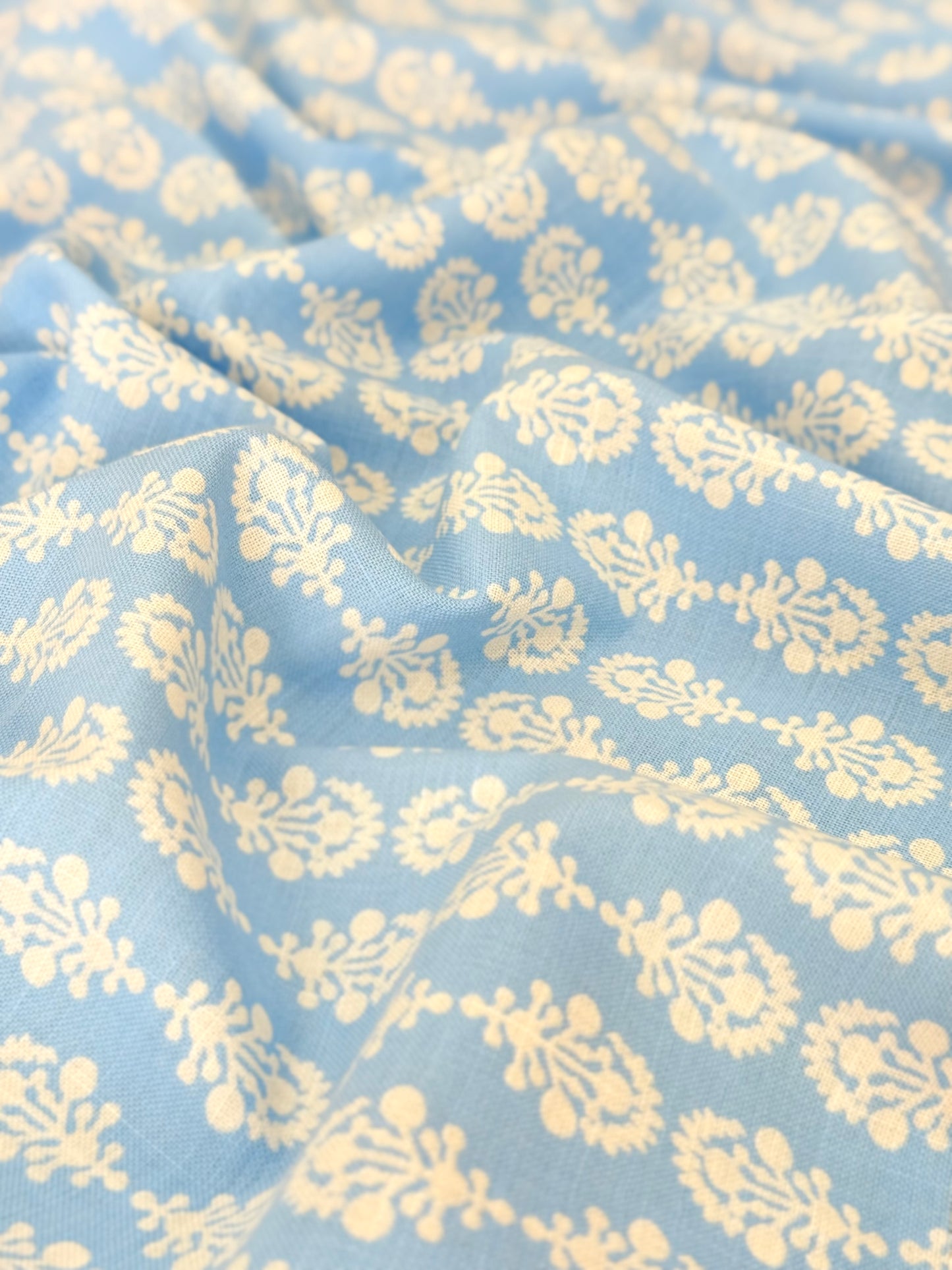 Printed Linen Indigo Garden