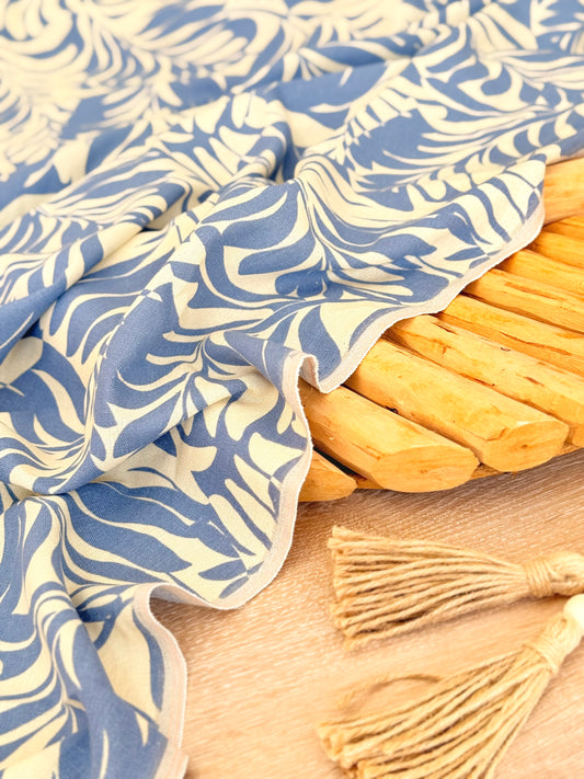 Printed Linen Santorini Leaves