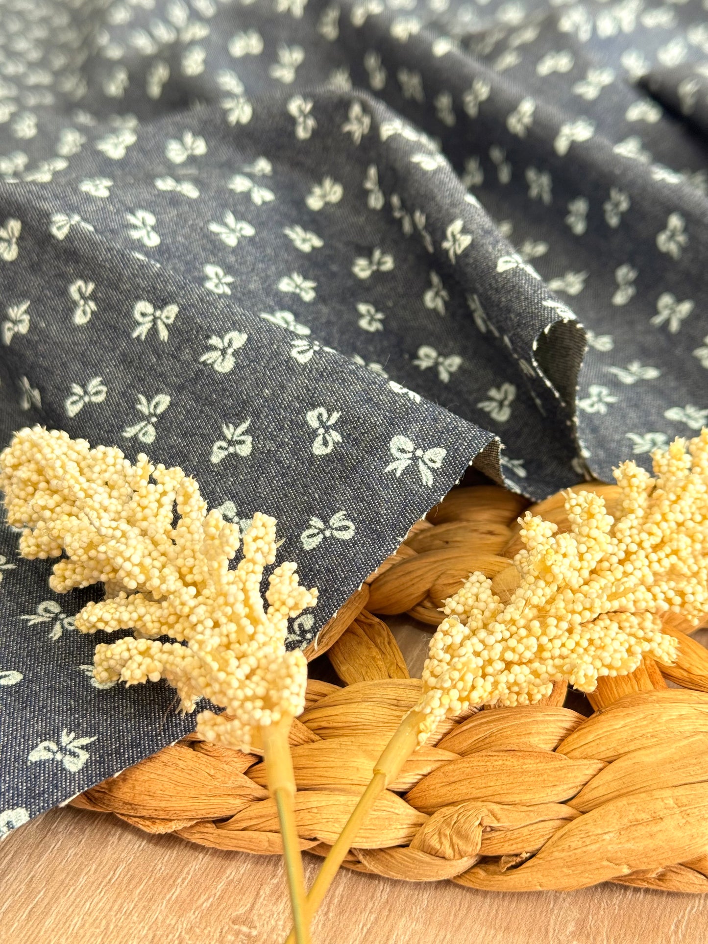 Printed Denim Mini Bows