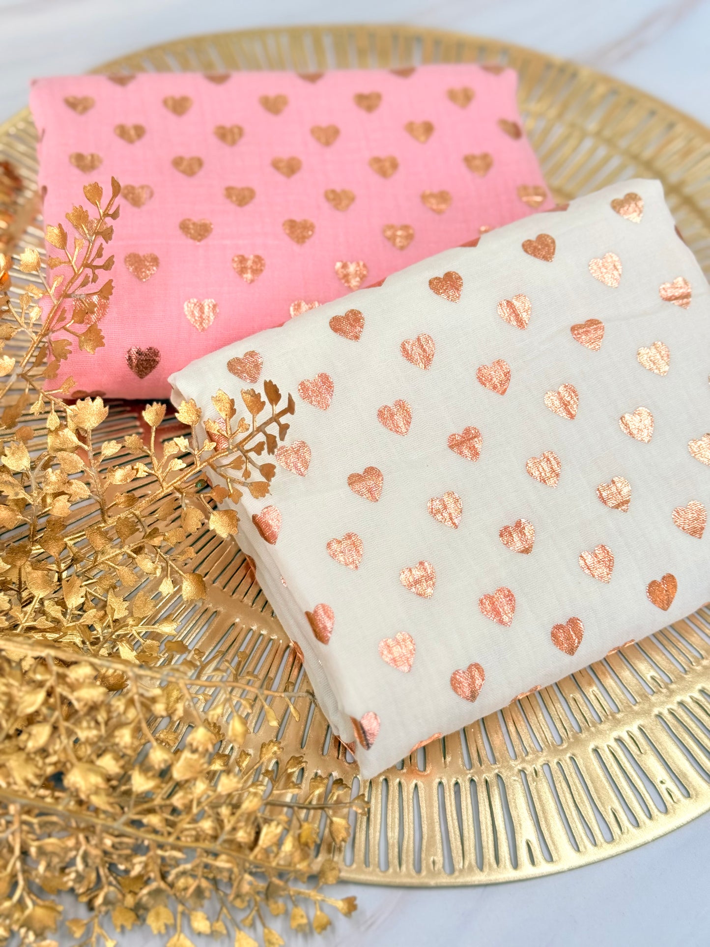 Muselina Foil Rosegold Hearts