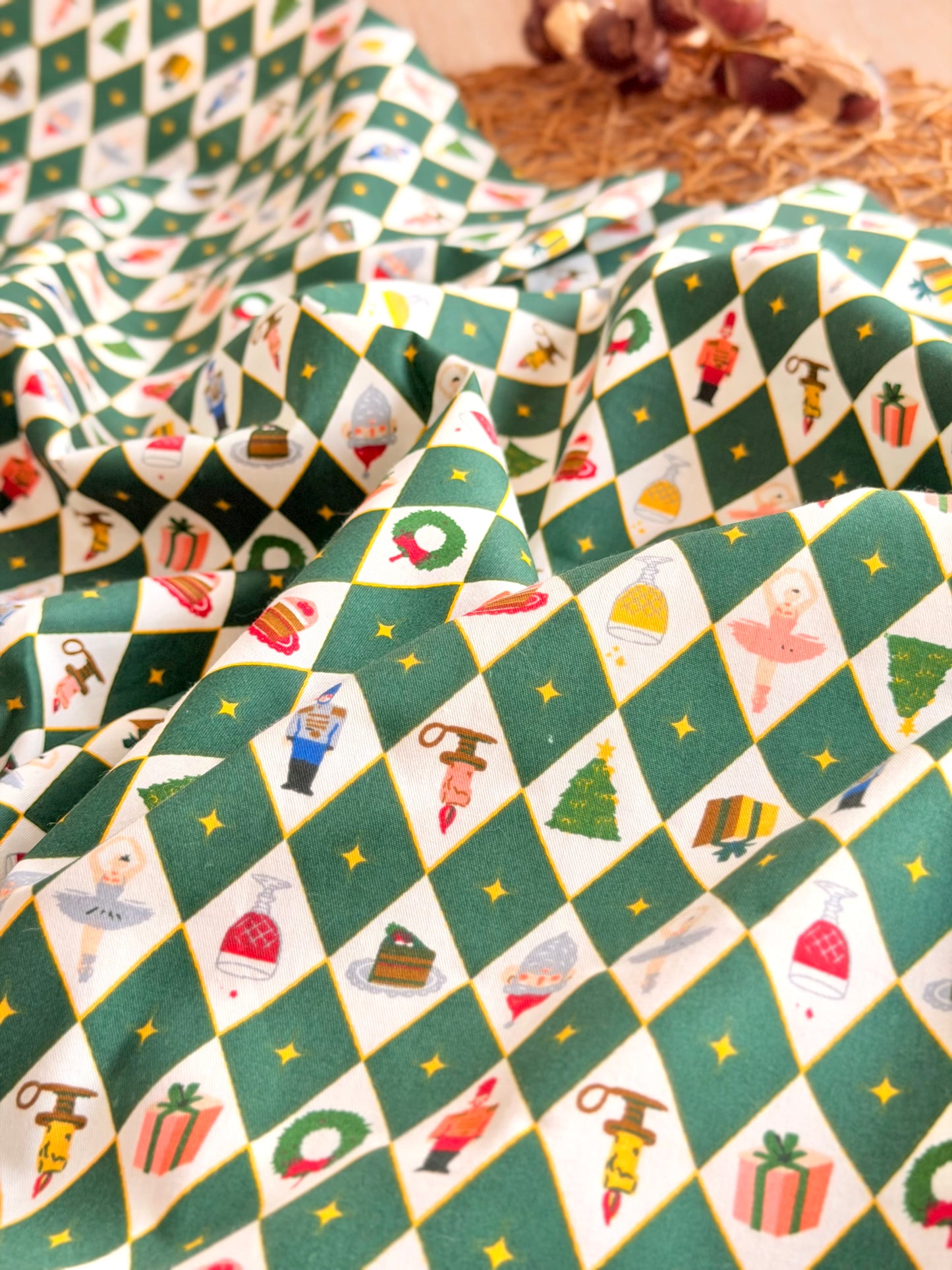 Cotton Twill Christmas Argyle
