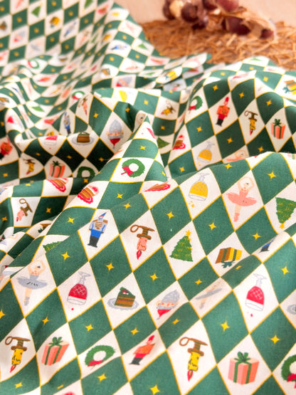 Cotton Twill Christmas Argyle