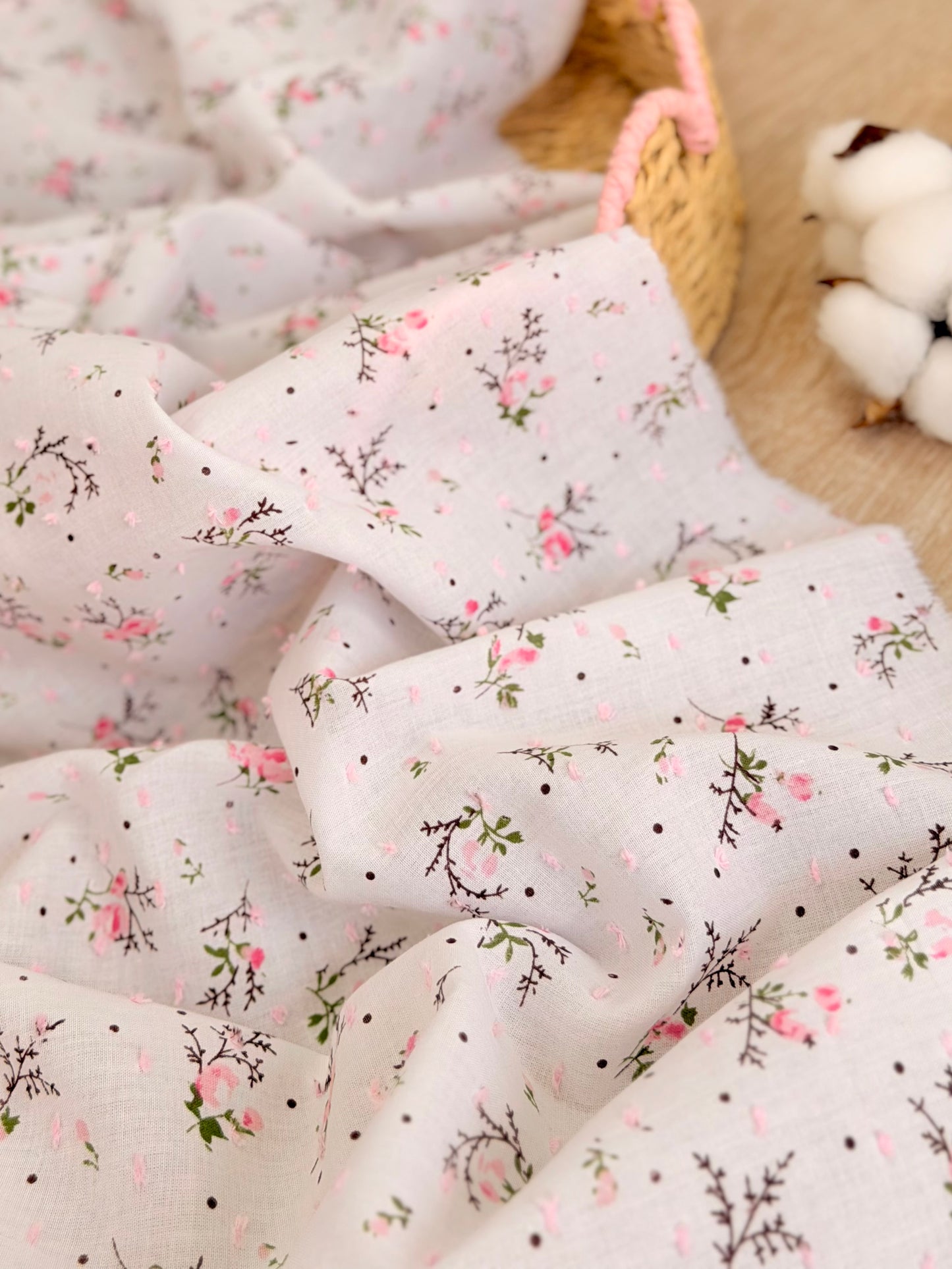 Printed Plumeti Cotton Wild Rose