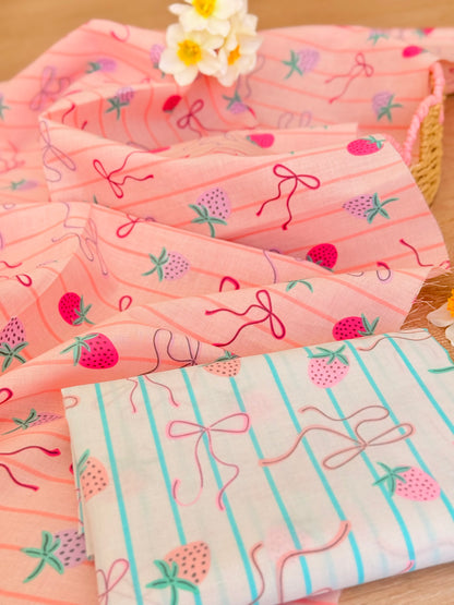 Printed Cotton Strawberry Ribbons