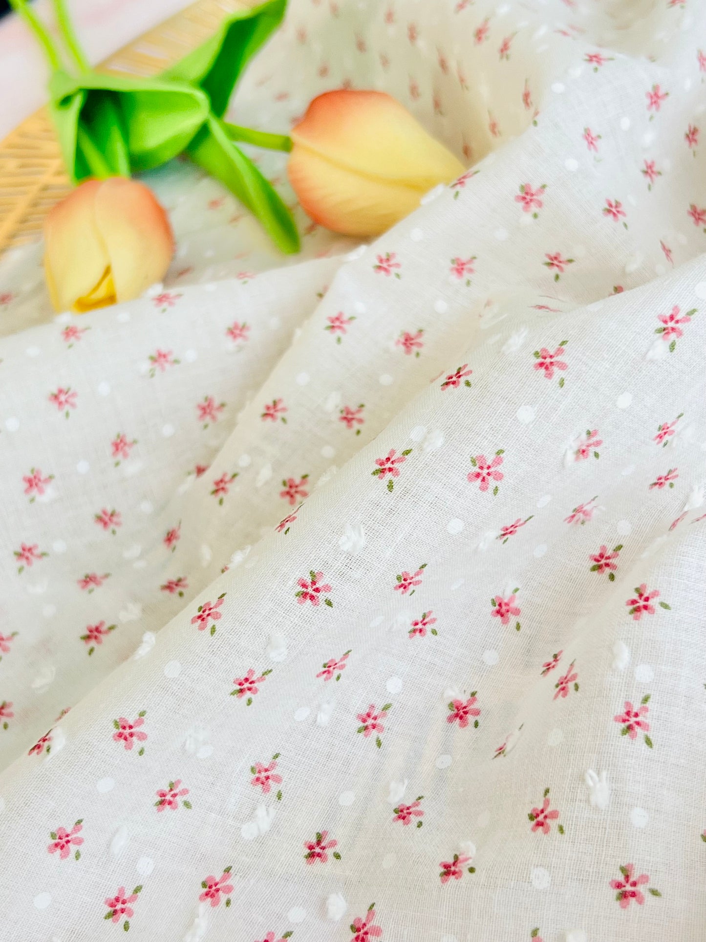 Printed Plumeti Cotton Dots & Flowers