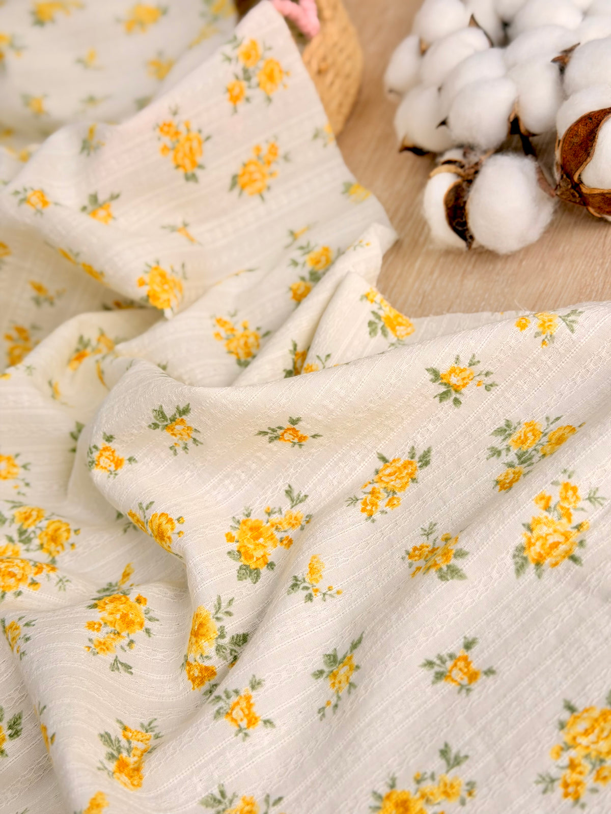 Embroidered Cotton Golden Rose