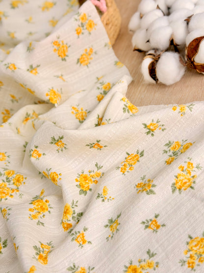 Embroidered Cotton Golden Rose