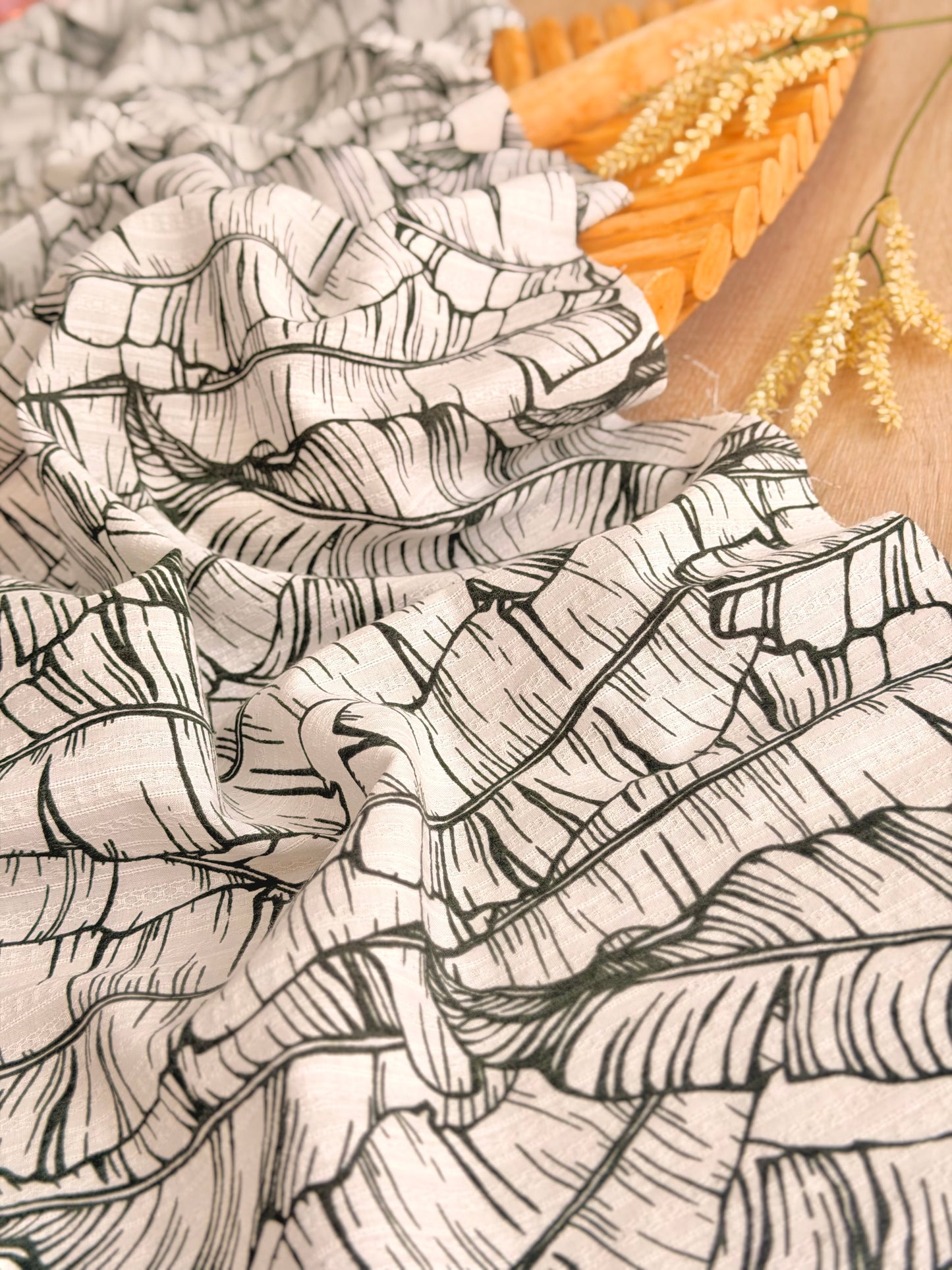 Embroidered Cotton Banana Grove