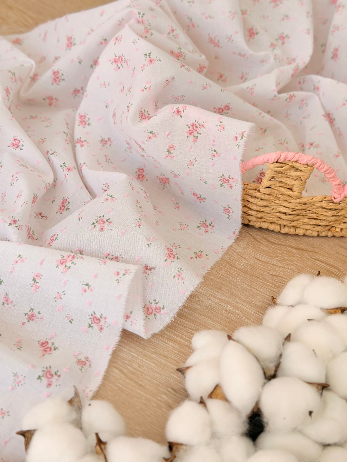 Printed Plumeti Cotton Blushing Rose