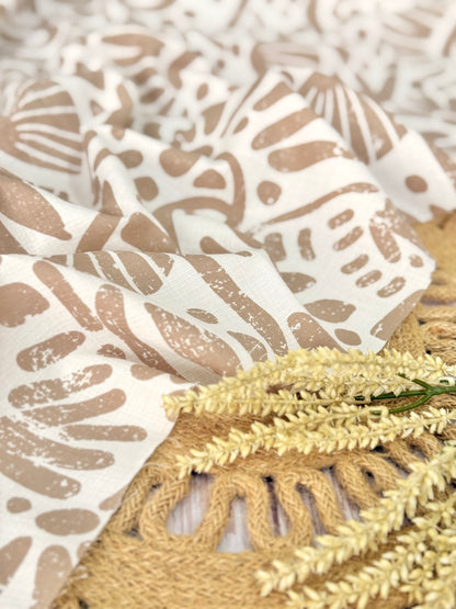 Printed Linen Slub Natural Shapes