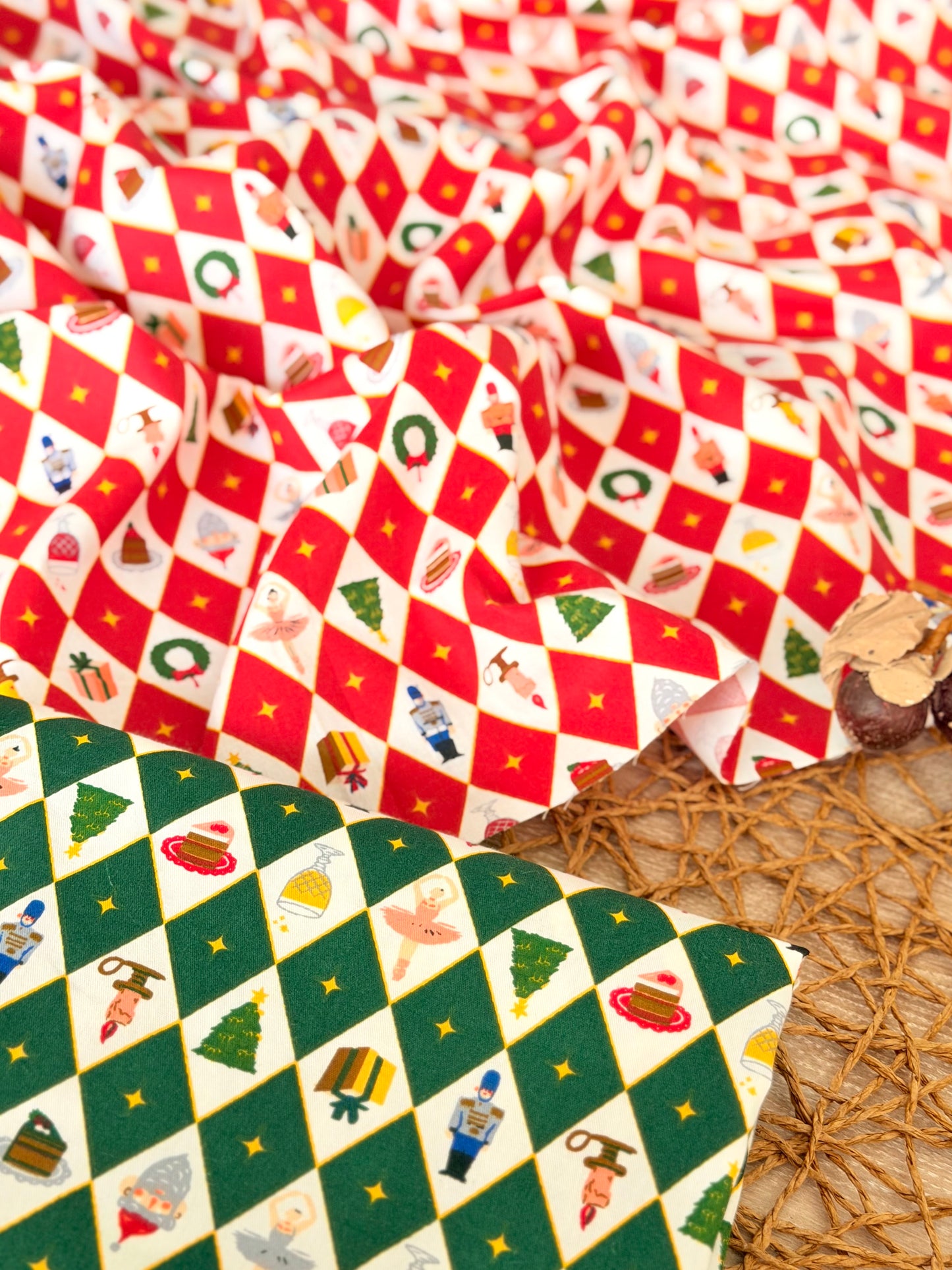Cotton Twill Christmas Argyle