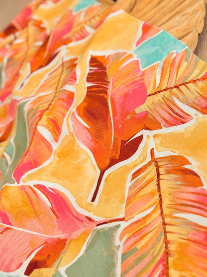 Printed Linen Flame Palms