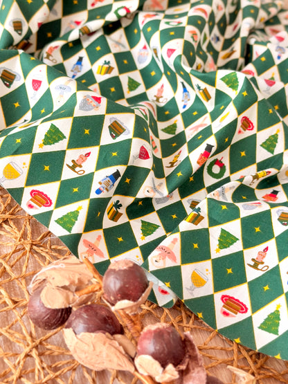 Cotton Twill Christmas Argyle