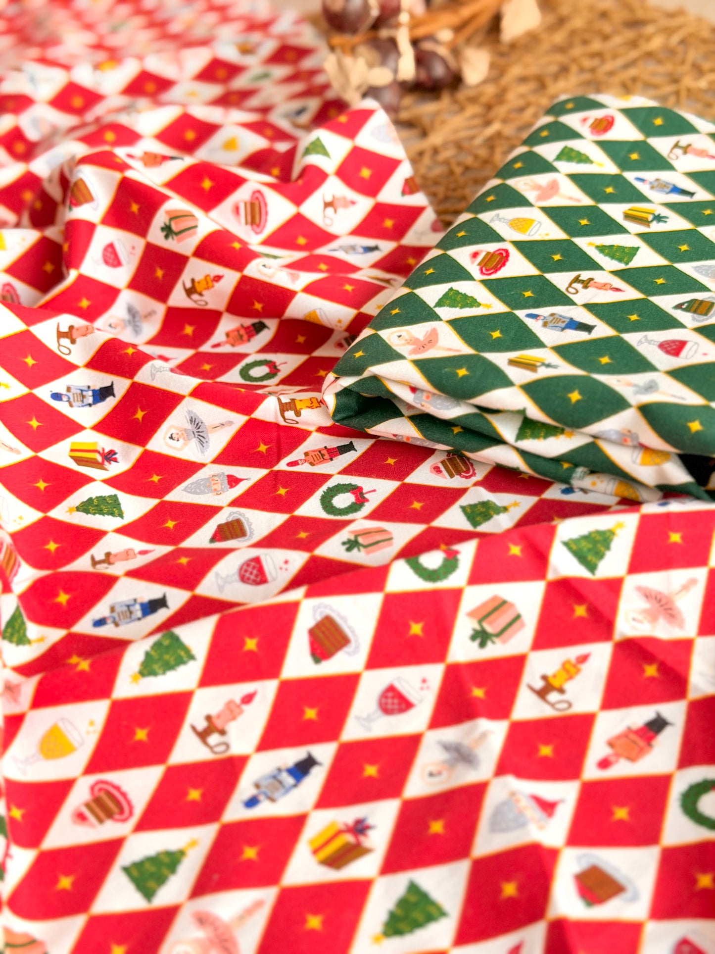 Cotton Twill Christmas Argyle