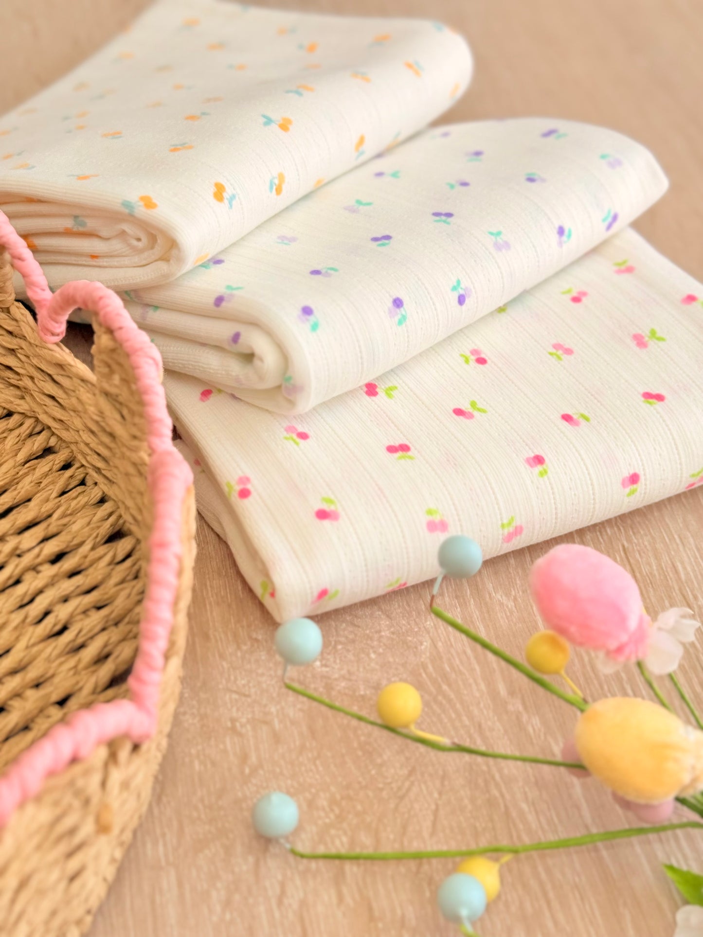 Printed Cotton Jersey Sweet Cherries