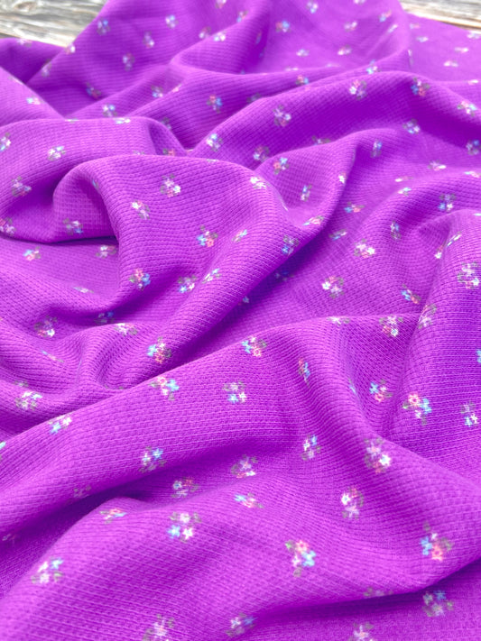 Printed Waffle Fabric Mauve Flower