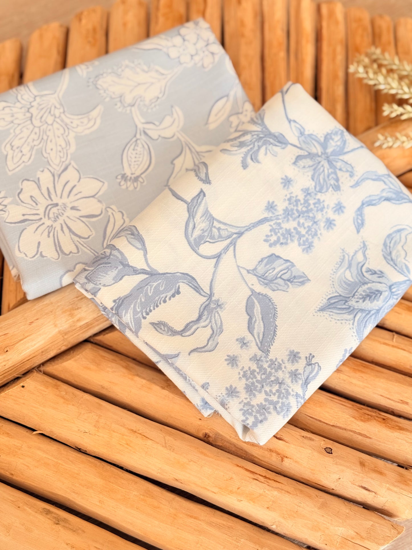 Printed Linen Slub Porcelain Garden
