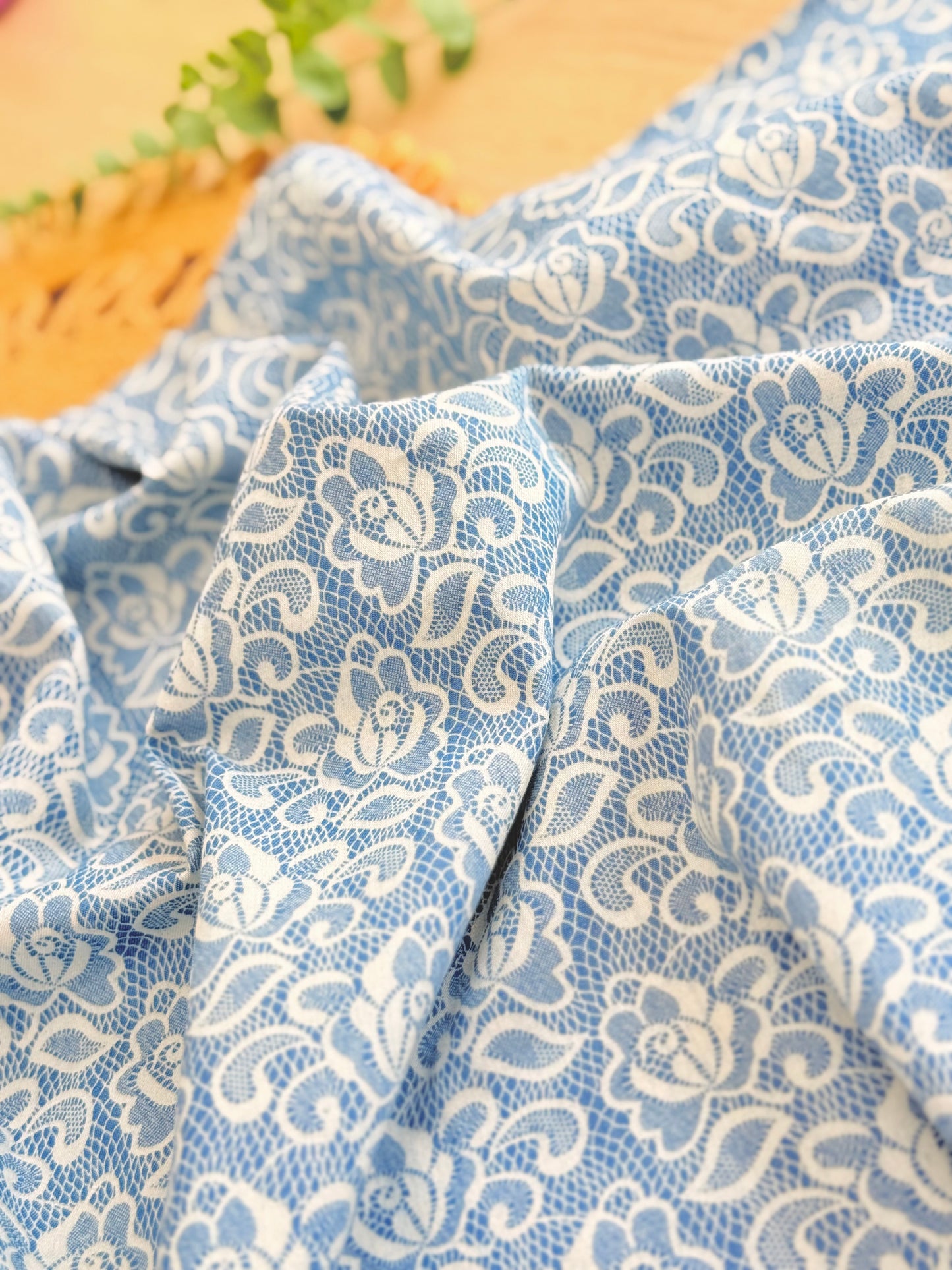 Printed Denim Blue Lace Garden