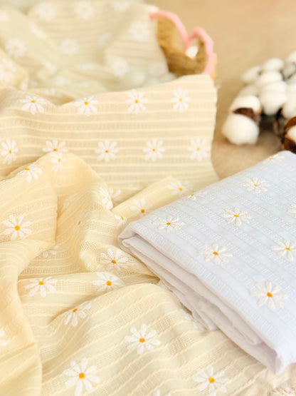 Embroidered Cotton Daisy Fields