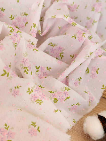 Printed Plumeti Cotton Pink Hydrangea