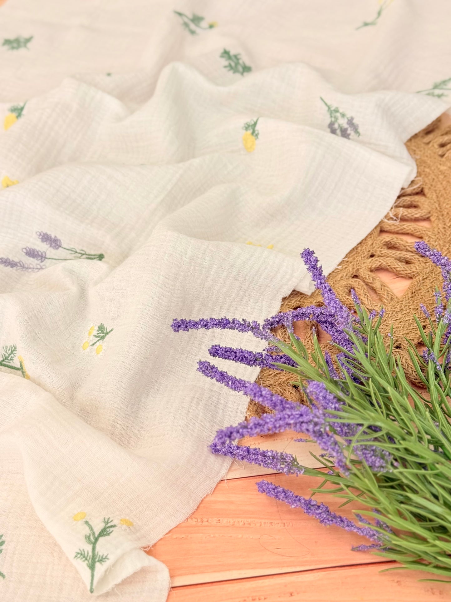 Muselina Bordada Lavender Meadow