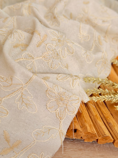Embroidered Linen Ivory Meadow