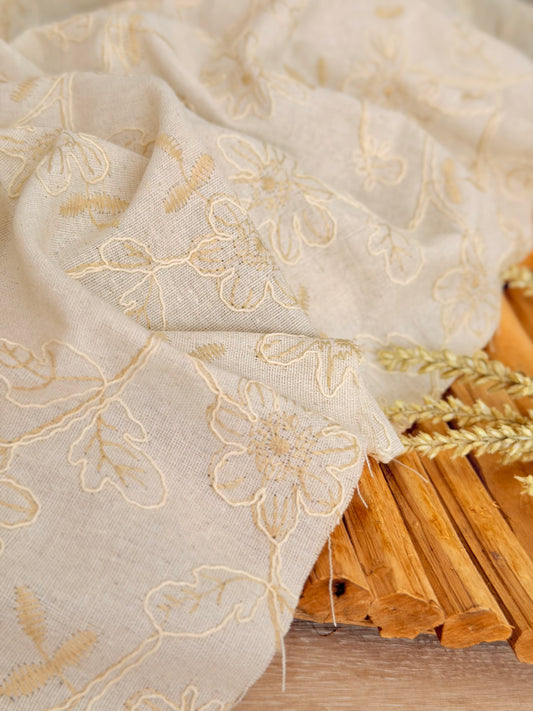 Embroidered Linen Ivory Meadow