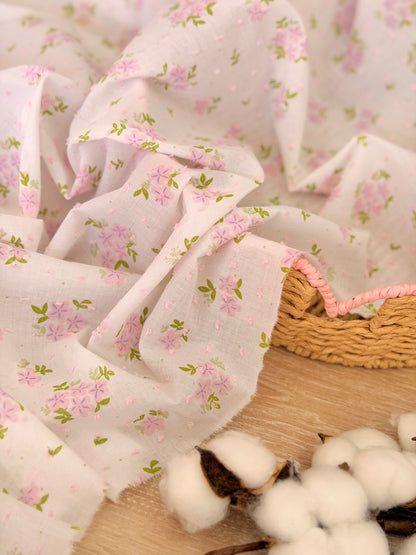 Printed Plumeti Cotton Pink Hydrangea