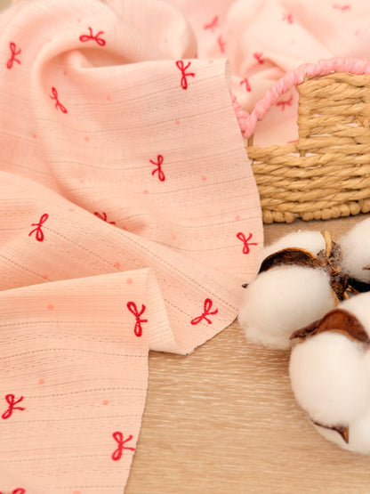 Printed Cotton Jersey Cherry Bows