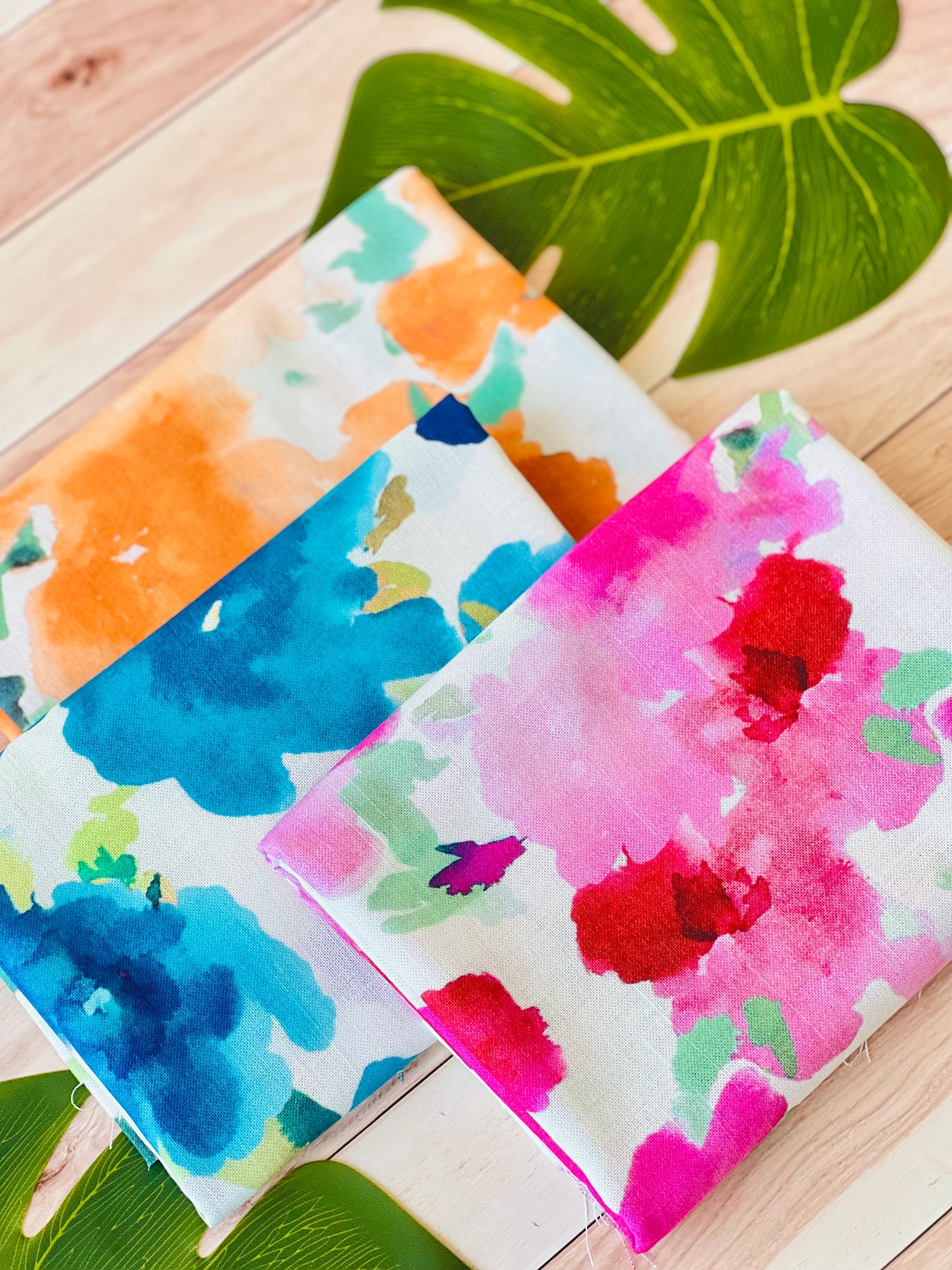 Printed Linen Aquarela Flowers