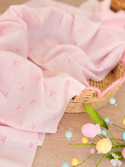 Printed Cotton Jersey Blush Bows