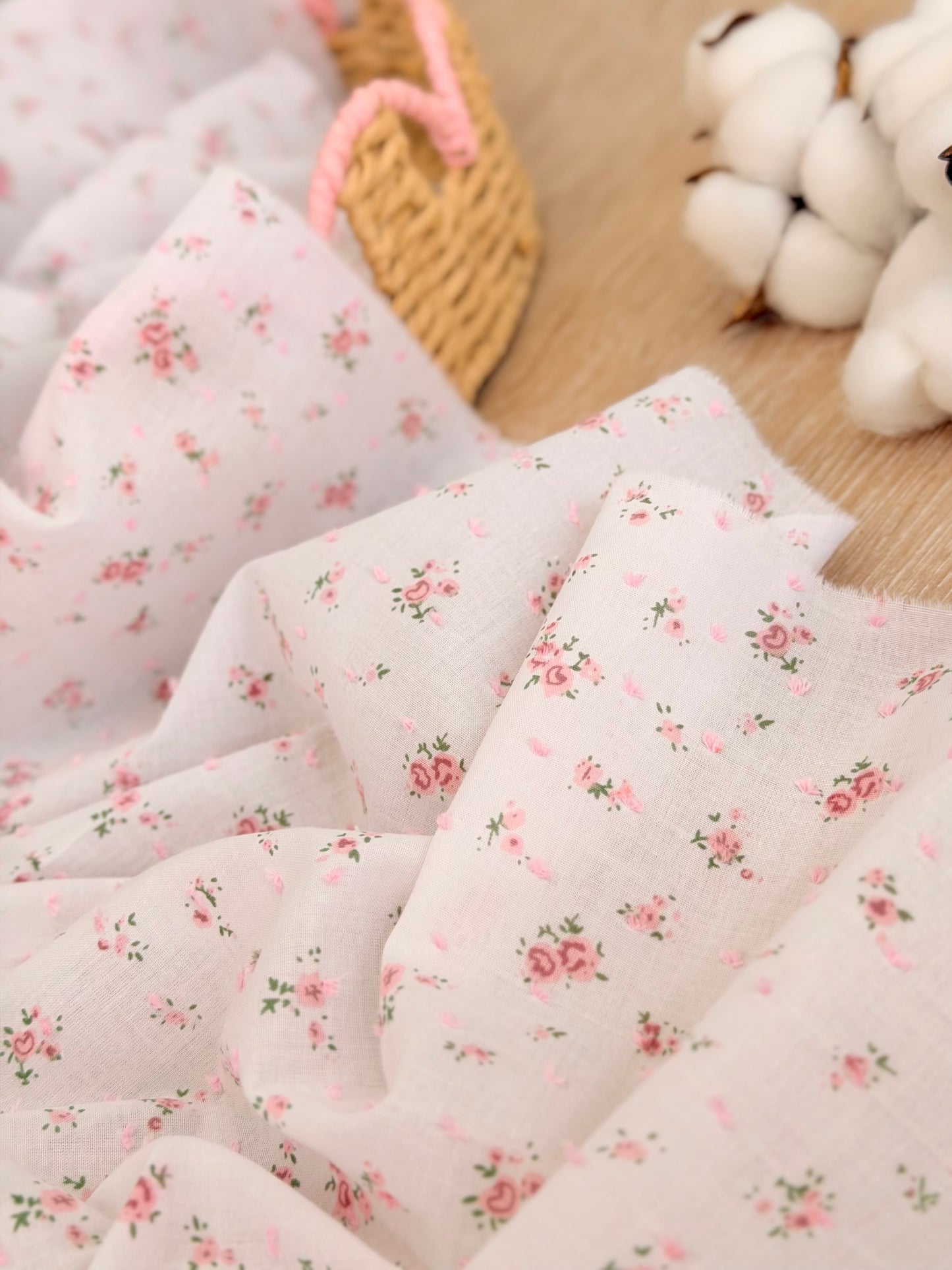 Printed Plumeti Cotton Blushing Rose