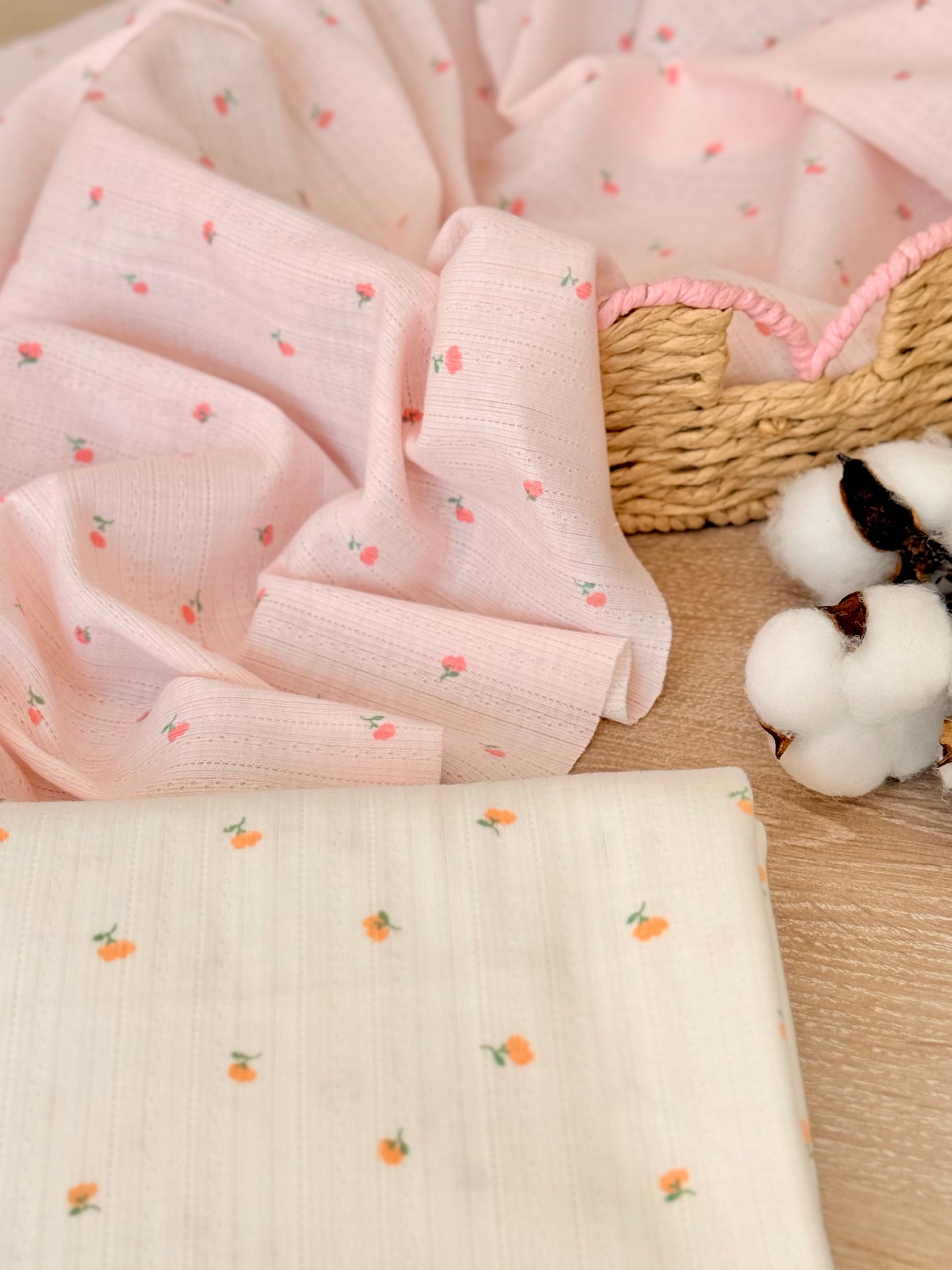 Printed Cotton Jersey Tiny Roses