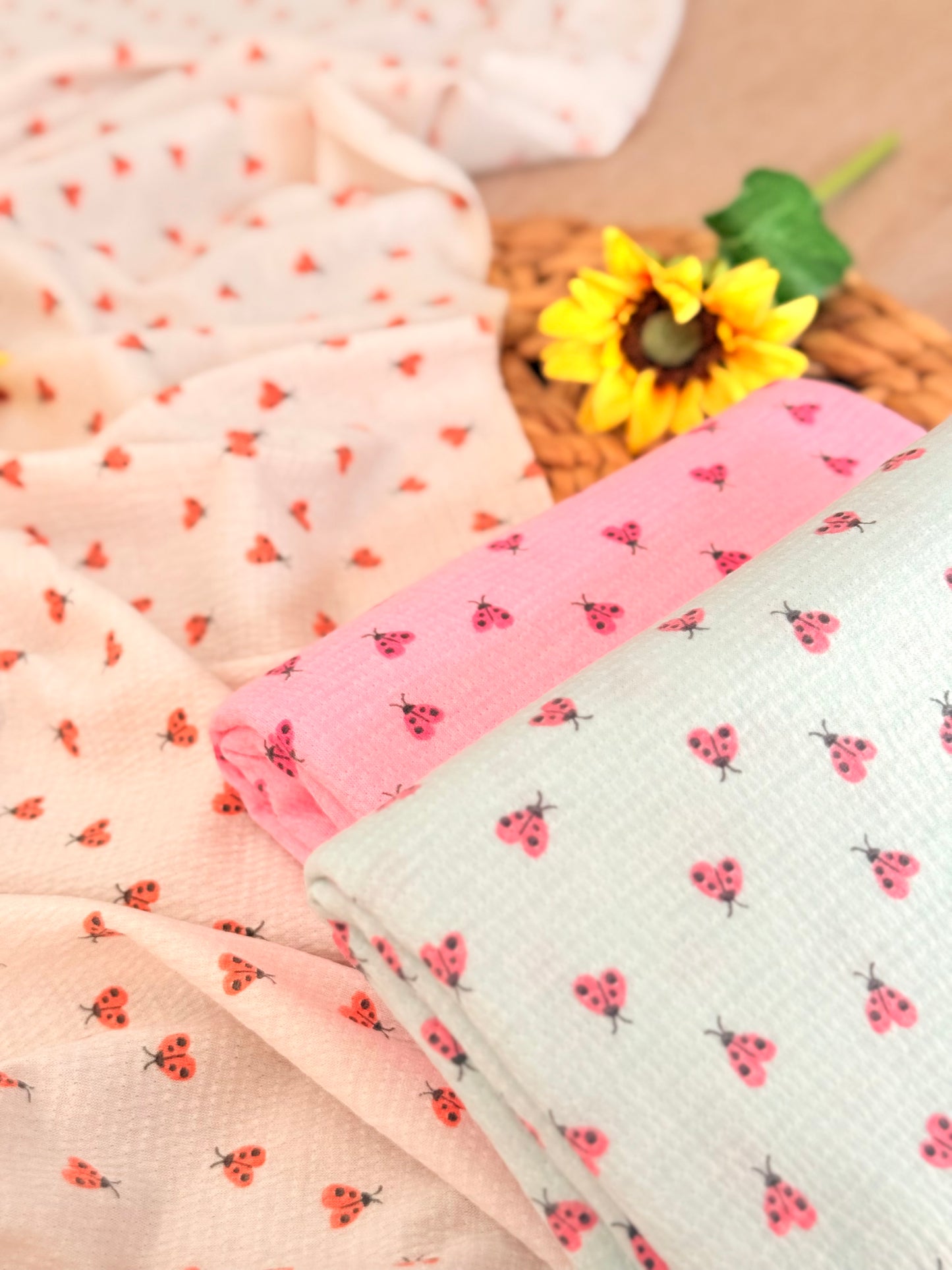 Knitted Seersucker Ladybug Garden