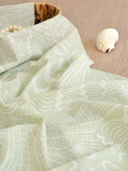 Printed Linen Coral Flow