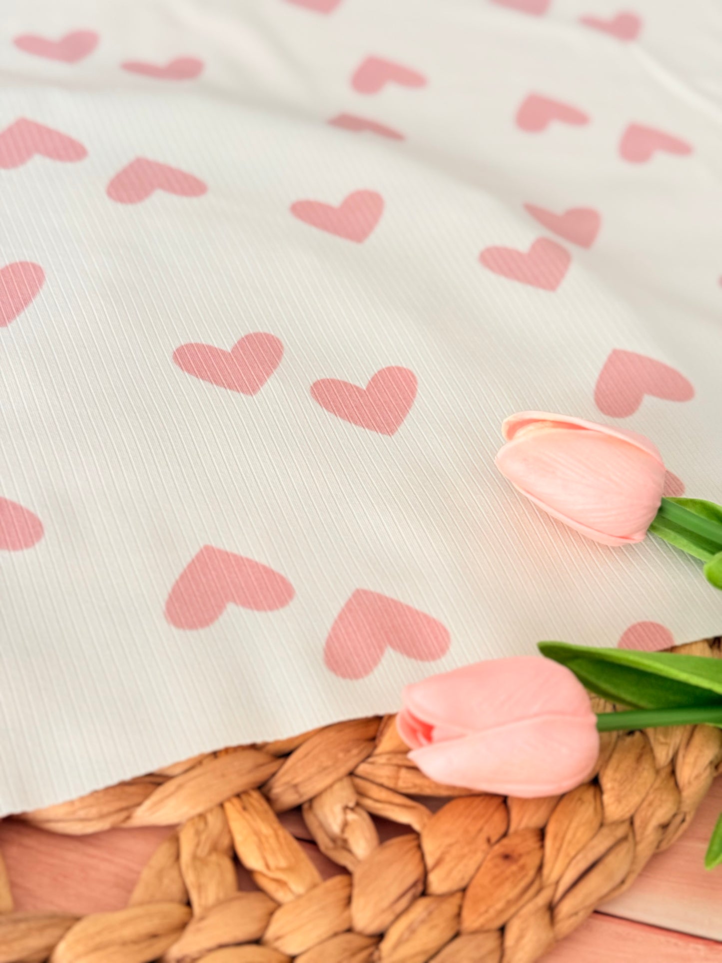 Printed Rib Pink Hearts Dream