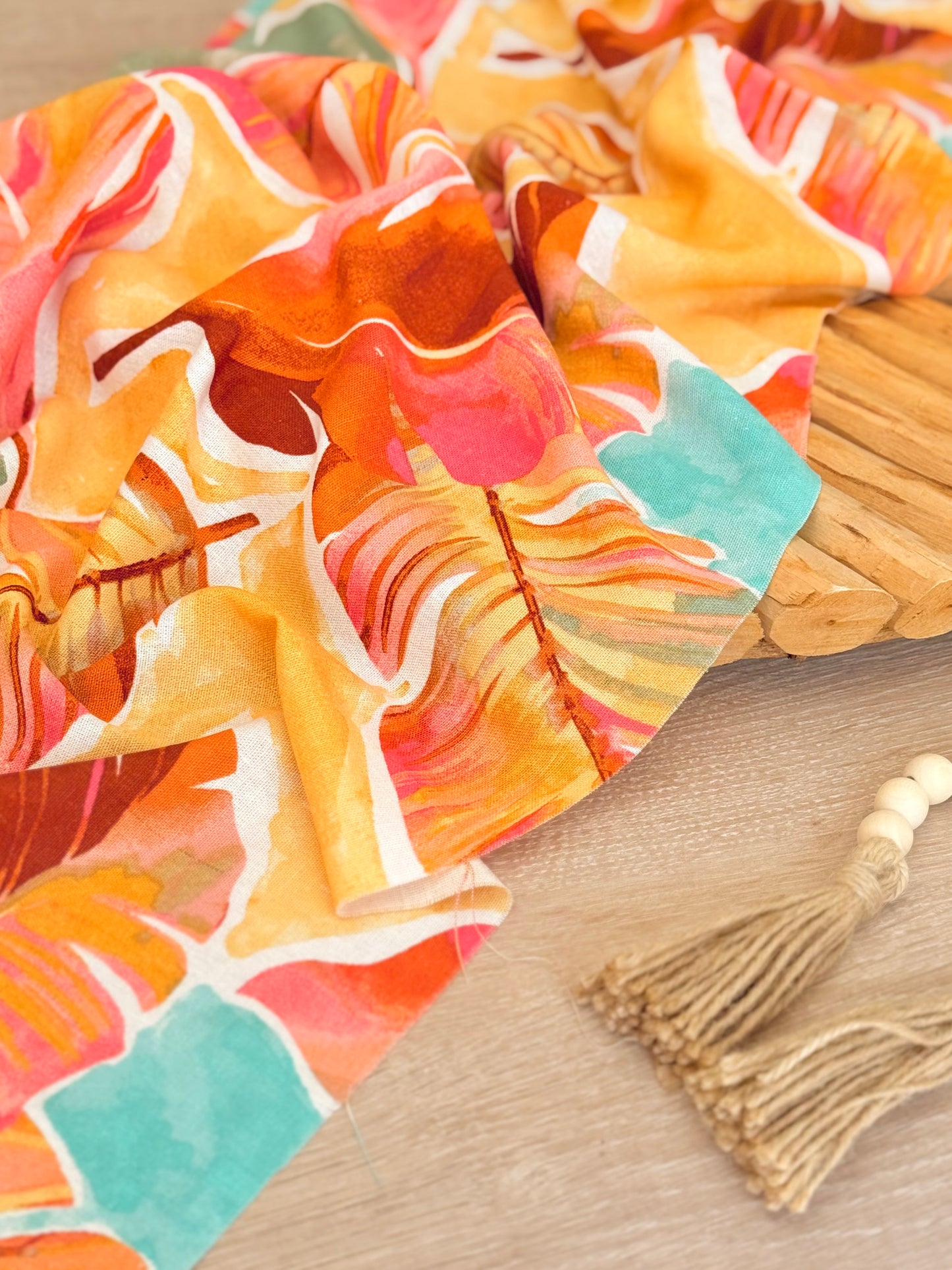 Printed Linen Flame Palms