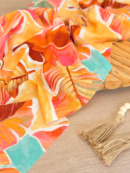Printed Linen Flame Palms