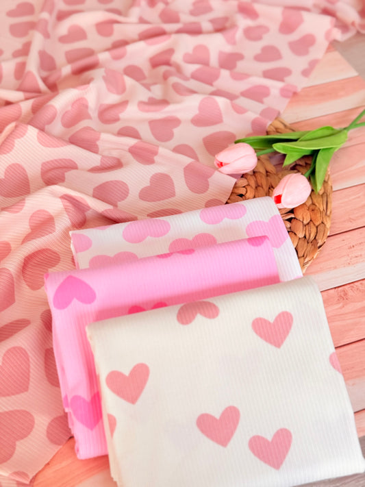 Printed Rib Pink Hearts Dream