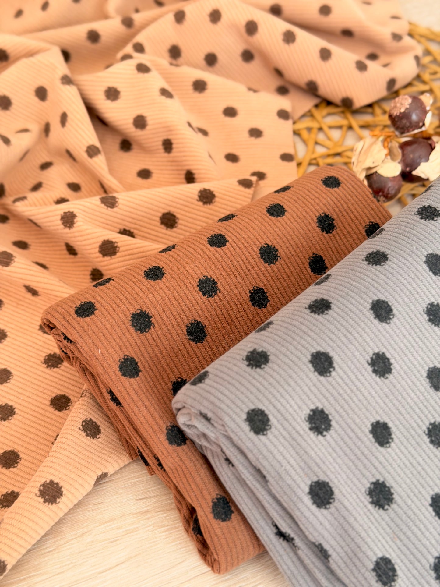 Printed Corduroy Mocha Dots