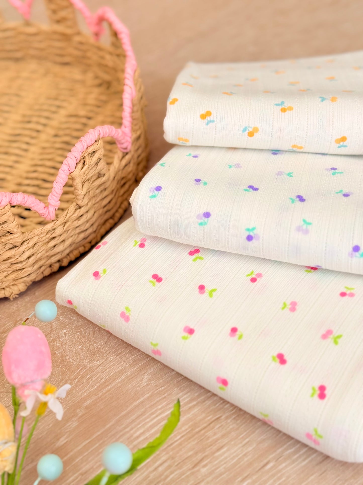 Printed Cotton Jersey Sweet Cherries