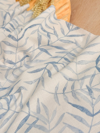 Printed Linen Slub Willow Leaves